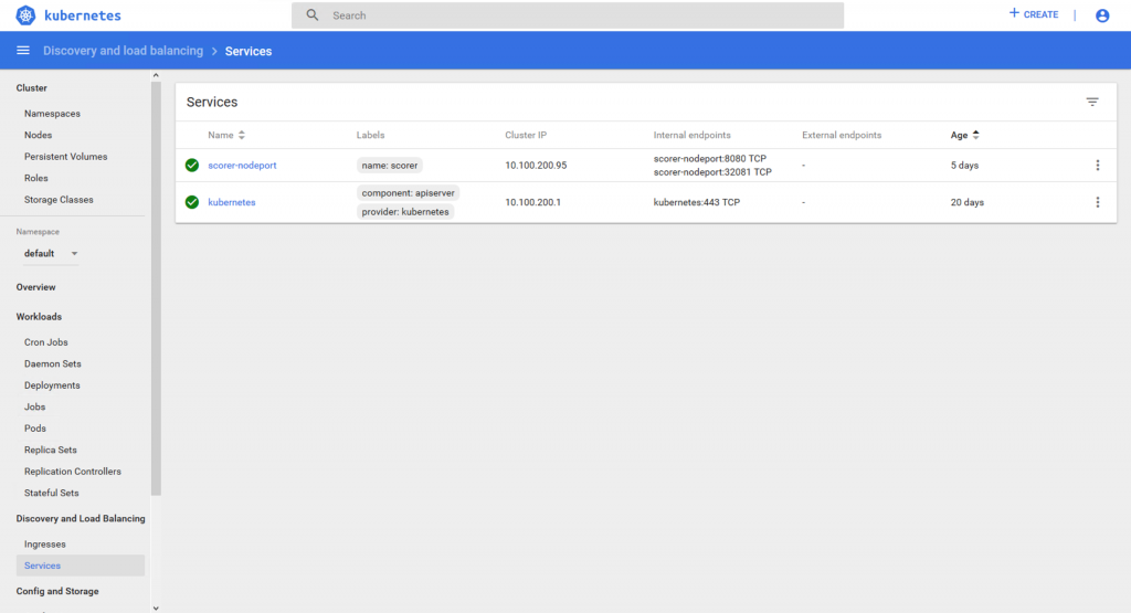 console  servicesNode 