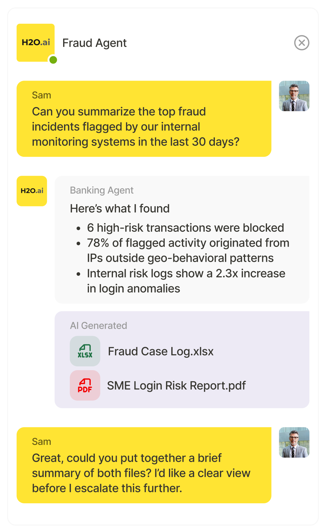 Fraud agent chat