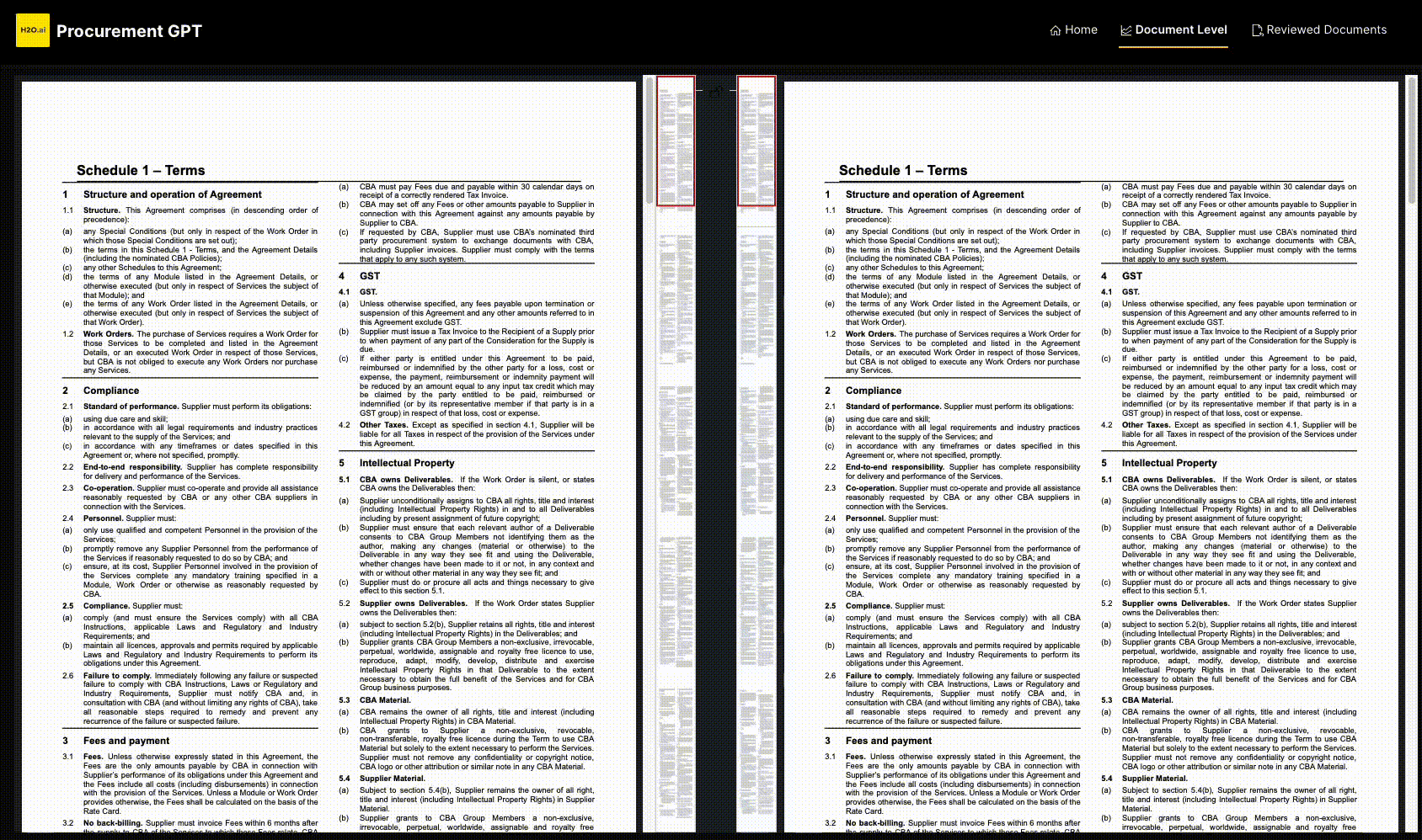 A gif of procurement GPT parsing documents