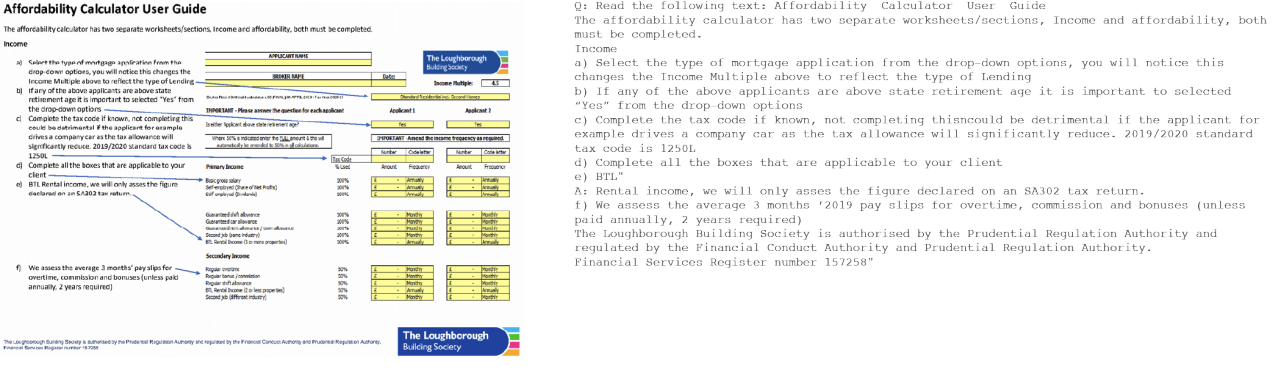 This image demonstrates H2OVL Mississippi's ability for OCR and document data. The image itself depicts a guide that is meant to help users comprehend an affordability calculator.
