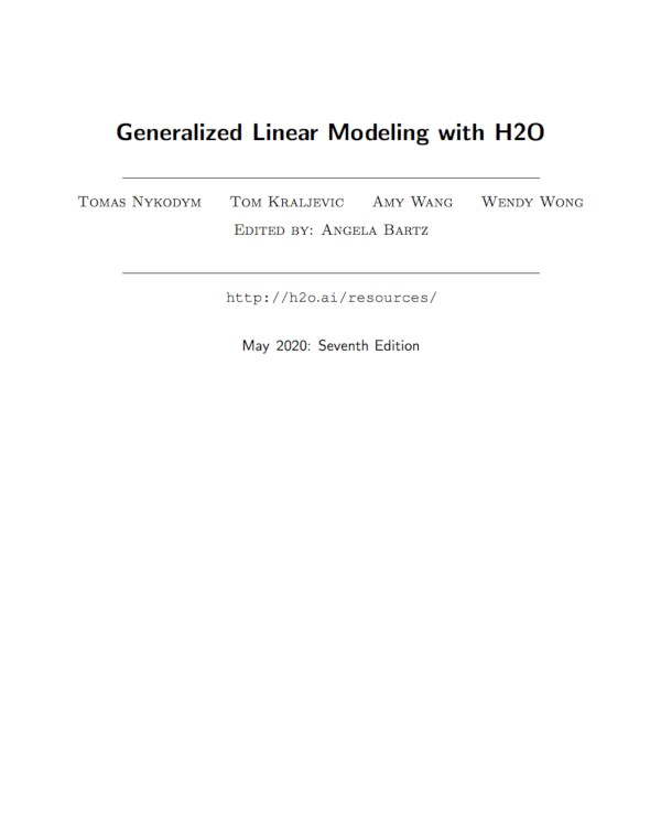 Cover image for Generalized Linear Modeling with H2O