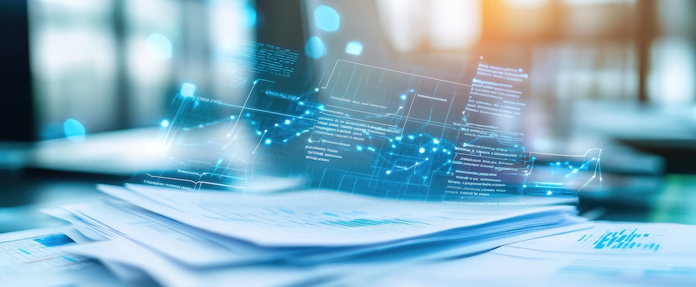 graph design on stack of papers